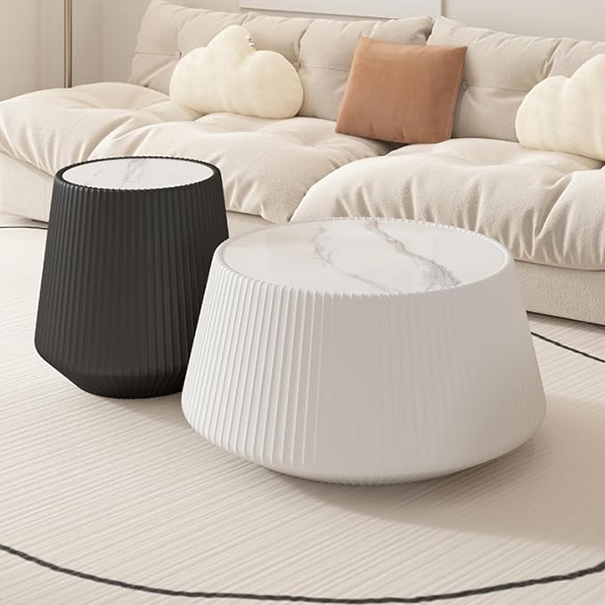 19.68" Round Marble End Table, Modern Cup Shaped Side Table - Image 7