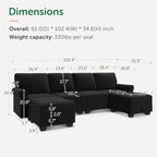 HONBAY Sectional Sofa with Storage Seat Velvet U Shaped Couch with Reversible - Image 2