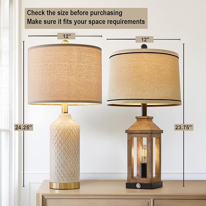G-SAFAVA 24.25" Table Lamps Set of 2 Modern Ceramic Lamps - Image 2
