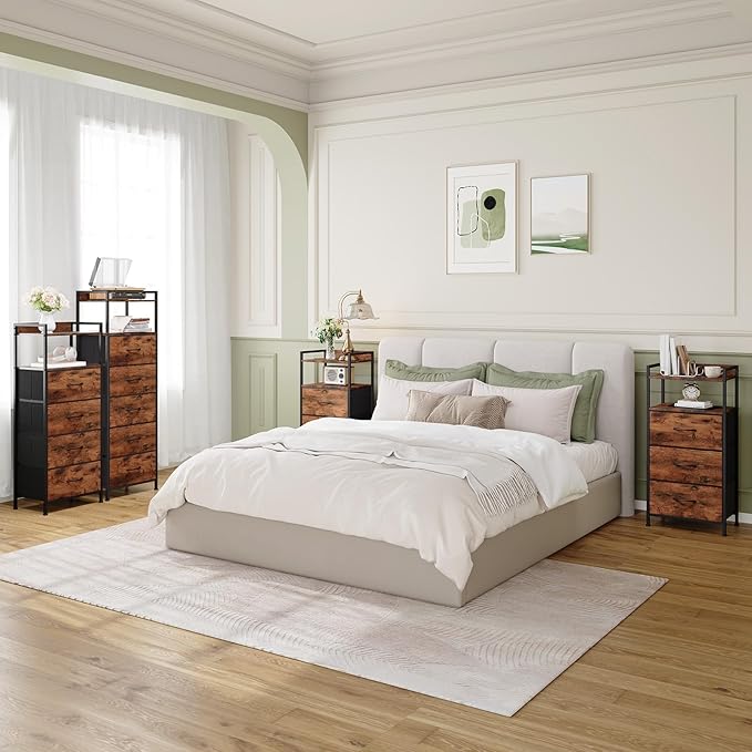 Somdot Nightstand with 4 Drawers, Vertical Storage Tower Fabric Dresser - Image 2