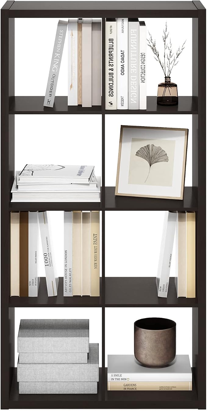 Furinno CUBICLE Book Shelf, 8-Cube Bookshelf, Extra Thick Frame Horizontally & - Image 10