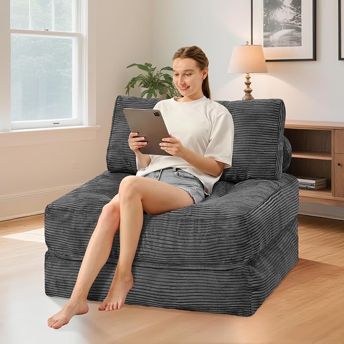 HABUTWAY Folding Sofa Bed, Convertible Sleeper Chair Bed w/Dual-Pillow & Handle - Image 3