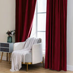 MIULEE Velvet Curtains 52x96 inches 2 Panels Burgundy Red Blackout Curtains | - Image 7