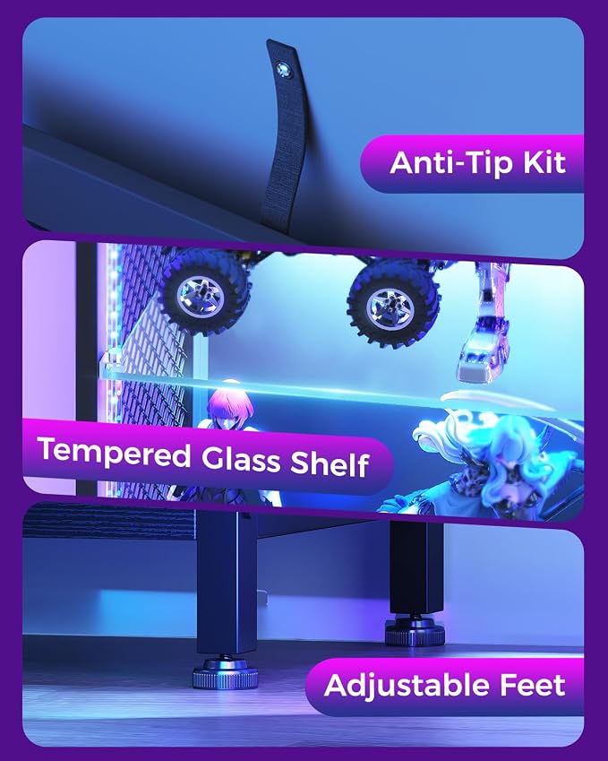 AODK Display Case with LED Lights, Display Cabinet with Open Glass Shelves - Image 6