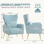 Modern Accent Chairs Set of 2 Upholstered Living Room Chairs, High Back Arm - Image 2