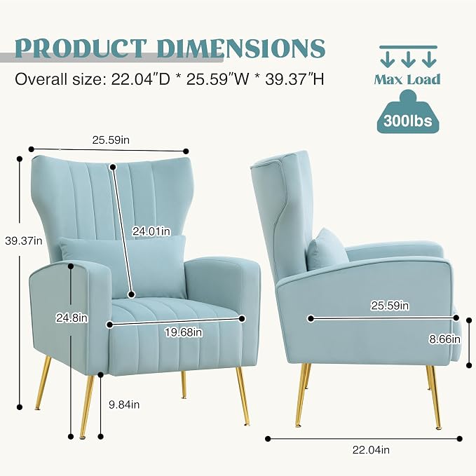 Modern Accent Chair Upholstered Living Room Chair, High Back Arm Chair - Image 2