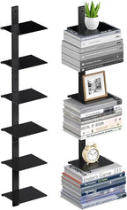 Floating Book Shelves for Wall, 6 Tier Invisible Floating Bookshelf, Vertical by ART-GIFTREE