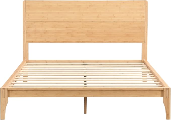 Merax Queen Size Bamboo Platform Bed, Mid-Century Modern Bed Frame - Image 6