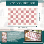Pink White Checkered Entry Rug - Image 7
