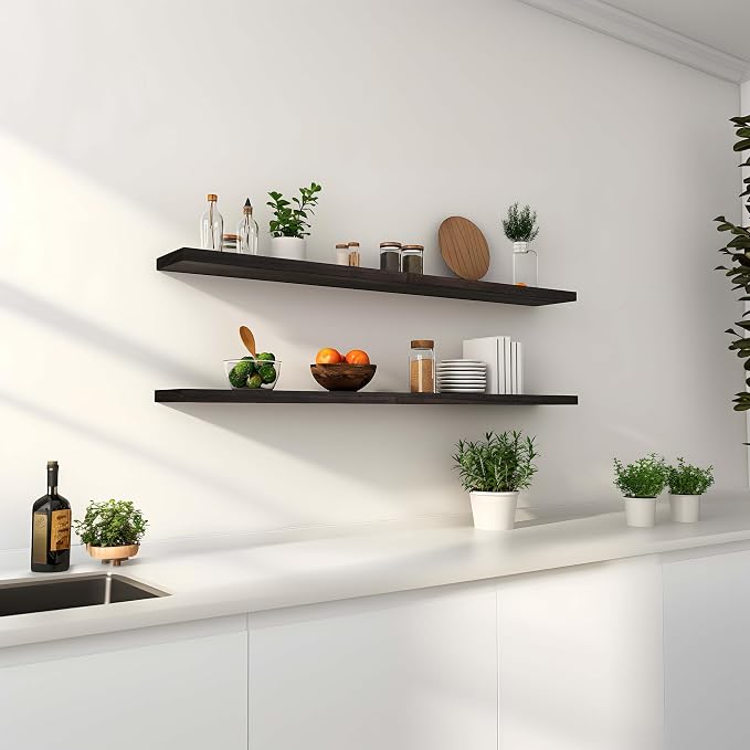 YYWUOJJ Wood Floating Shelves for Wall Decor, Rustic Wall Shelves for Bedroom - Image 4