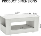 39" Wood Coffee Table for Living Room, Sides Storage - Image 2