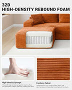Cloud Sectional Couch, Corduroy Boneless Couches - Image 3