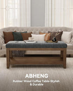 ABHENG Solid Rubber Wood Shoe Bench, Soft Chenille Material Upholstered Seat - Image 4