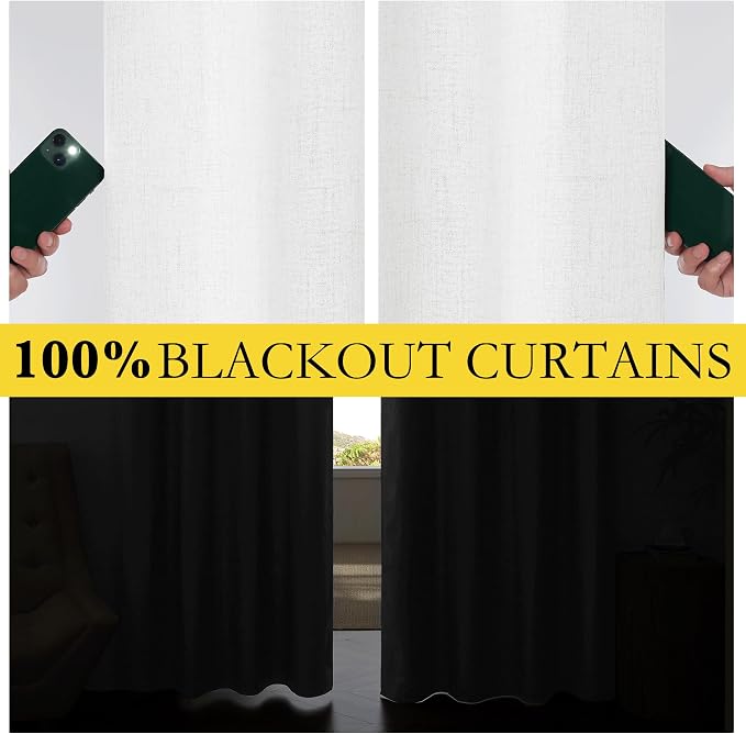 NICETOWN 100% Absolutely Blackout Linen Curtains - Image 4