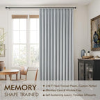 MIULEE Grayish Blue Pinch Pleated 100% Blackout Linen Curtains 40x96 Inches | - Image 3