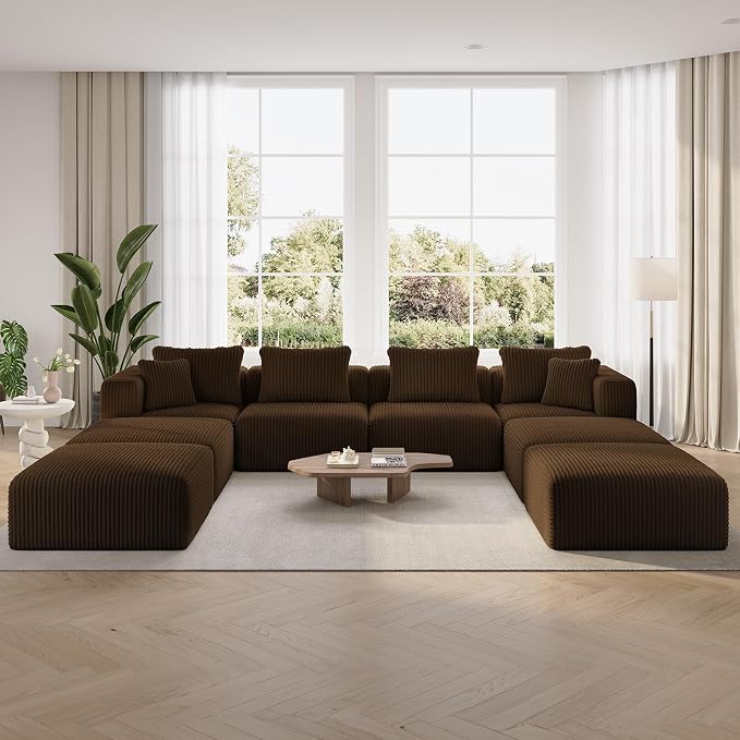 Novilla 141" Modular Sectional Sofa, Modern Cloud Sectional Couch by Novilla