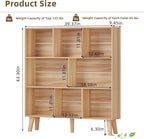 LEYAOYAO Wooden 8 Cube Book Shelf, Natural 3 Tier Bookshelf - Image 2
