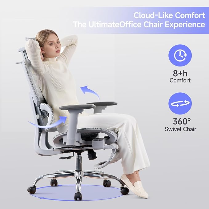 Office Chair with Footrest, Ergonomic Chair with 3D Headrest, Computer Chair - Image 9
