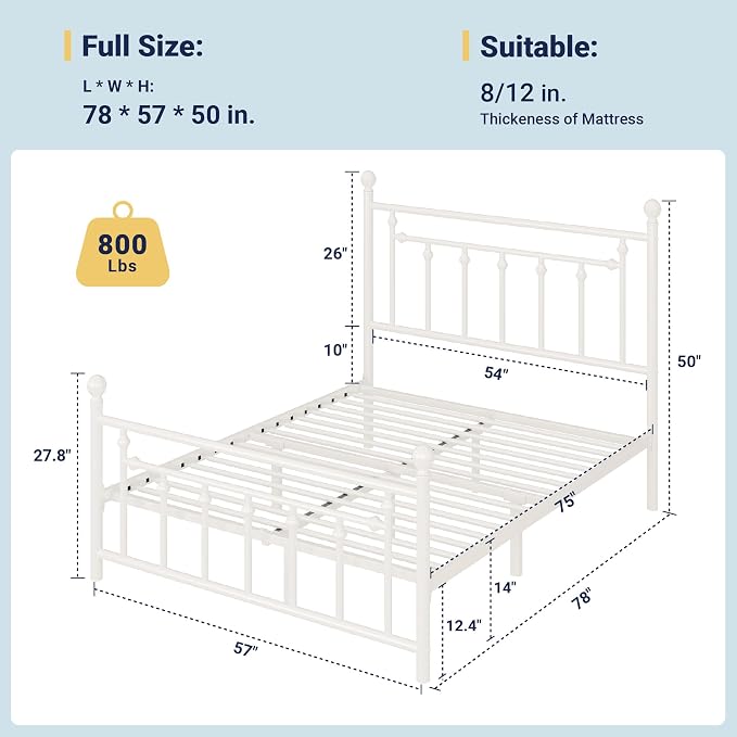 Allewie 14 Inch Full Size Metal Platform Bed Frame - Image 2