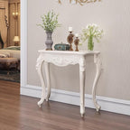Victorian Style White Console Table, Vintage Entryway Foyer Narrow Sofa Table by Unknown