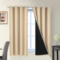 Yakamok Beige 100% Blackout Curtains 63 Inches Long by Yakamok