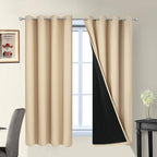 Yakamok Beige 100% Blackout Curtains 63 Inches Long by Yakamok