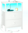LOAKEKEL LED Night Stand with Charging Station, Small Bedside Table with USB by LOAKEKEL