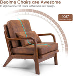 Mid Century Modern Brown Accent Chair Living Room- Comfy Solid Wood Arm Chair - Image 4