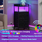 Furnulem Night Stand with Charging Station, Tall Dresser - Image 4