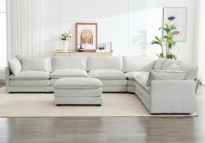 ROWHY 150'' Modular Sectional Corner Cloud Couch, 7 Seater Sofa Big Comfy - Image 7