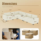 KEIKI 133" L-Shaped Oversized Corduroy Modular Sectional Sofa - Image 2