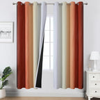 Burnt Orange and Greyish White Ombre Blackout Curtains 52Wx72L Inch Long | by ESTELARTEXTILER