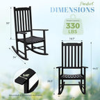 Flamaker Acacia Wood Patio Rocking Chair Set of 2, High Back and Widen Armrest - Image 3