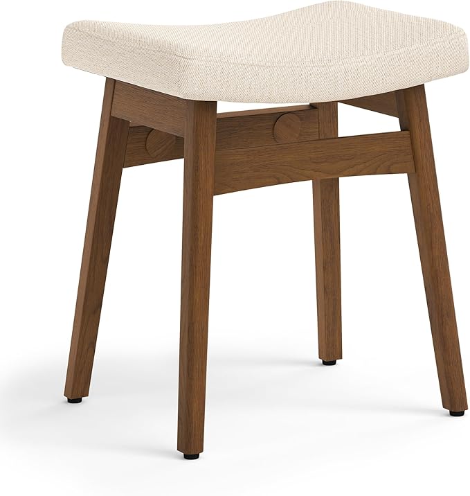LUE BONA Solid Wood Vanity Bench Stool, 17.3" H Ergonomic Saddle Stool - Image 7