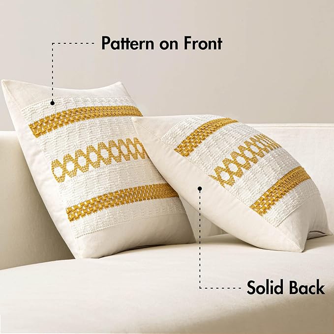 MIULEE Set of 2 Mustard Yellow Boho Decorative Pillow Covers 18x18 Inch | Fall - Image 6