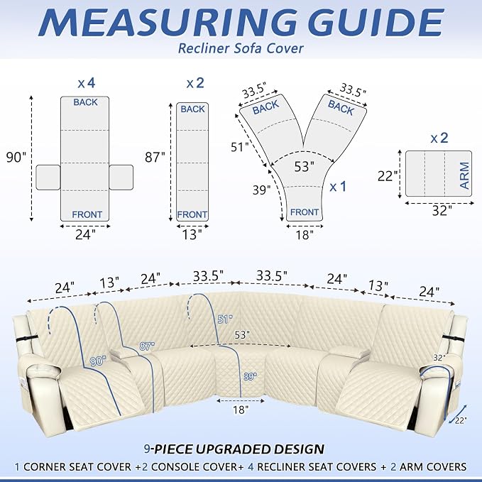 Arfntevss Recliner Sectional Couch Covers 1OO% Waterproof L Shape Sofa Cover - Image 2