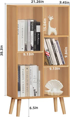 LEYAOYAO Wooden 5 Cube Bookshelf, Natural 3 Tier Book Shelf - Image 2