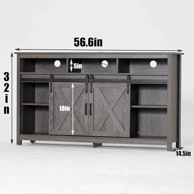LED Farmhouse TV Stand for 65 inch TVs, Rustic Entertainment Center TV Cabinet - Image 7