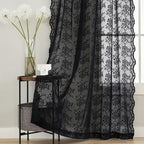YJ YANJUN Vintage Lace Curtains 90 Inches Long- Victorian Floral Pattern Black - Image 5