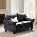 60" Wide Genuine Leather Chesterfield Loveseat, 2 Seat Leather Sofa - Image 3