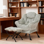 Welnow Lazy Chair with Ottoman, Modern Accent Chair with Armrests and a Side - Image 2