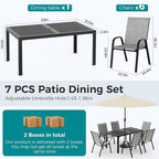 Pamapic Outdoor Dining Sets for 6, Rectangular Steel Slat Table - Image 5