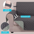 U-NICE HOME Reversible Recliner Chair Covers, Dark Grey/Light Grey | - Image 3