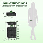Furnulem Night Stand with Charging Station, 4 Drawer Dresser with Storage Shelf - Image 3