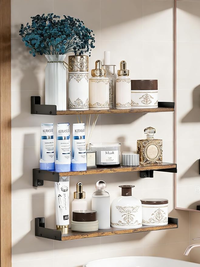 Floating Shelves for Wall, Shelves for Decor Storage Set of 6, Wall Mounted - Image 4
