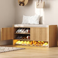 HOMEFORT 39.4" Fluted Shoe Storage Bench, Entryway Bench by HOMEFORT