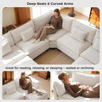 ELUCHANG 114" Oversized V-Shaped Cloud Couch Modular Sectional Sofa - Image 7