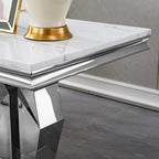 Henf Marble End Table Modern White Faux Marble Sofa Side Table - Image 7