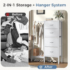DUMOS Dresser with Hanging Rack, 4-in-1 White Fabric Dresser - Image 8