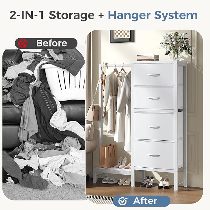 OLIXIS Dresser with Hanging Rack, 4 in 1 Storage Fabric Dresser - Image 2